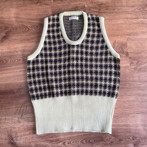 VTG WINTUK Mens Sweater Vest Medium Pullover Houndstooth Preppy Academia Grandpa